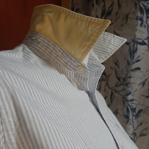 Ralph Lauren Slim Fit Cotton Button Down Blue and White Striped Size 2 - Picture 7 of 8